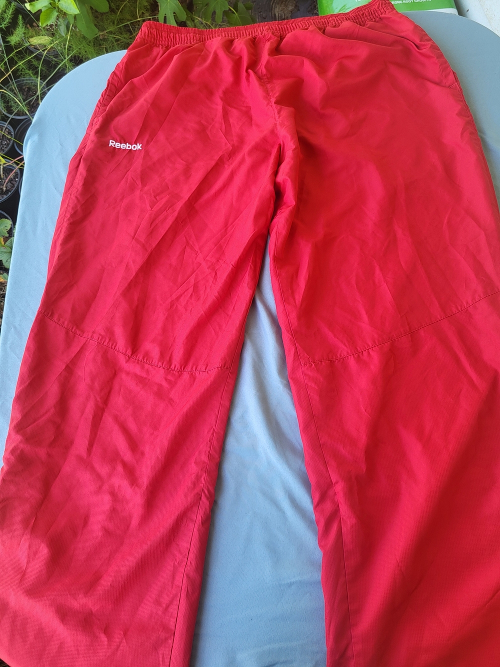 Vintage Reebok Red Windbreaker Track Pants Mens XL Lined Zip Ankle Y2K